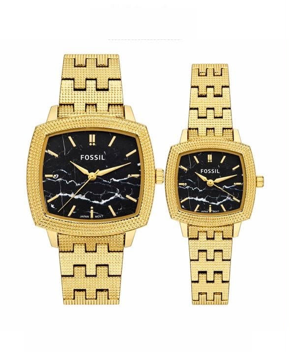 Fossil Nick Jonas Black Dial Metal Belt Couple Watch