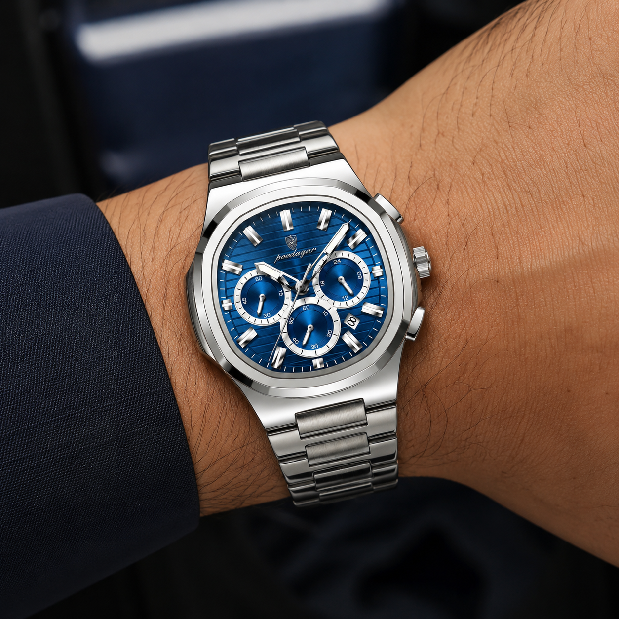Poedagar Horus® Watch - Stainless Steel Chronograph