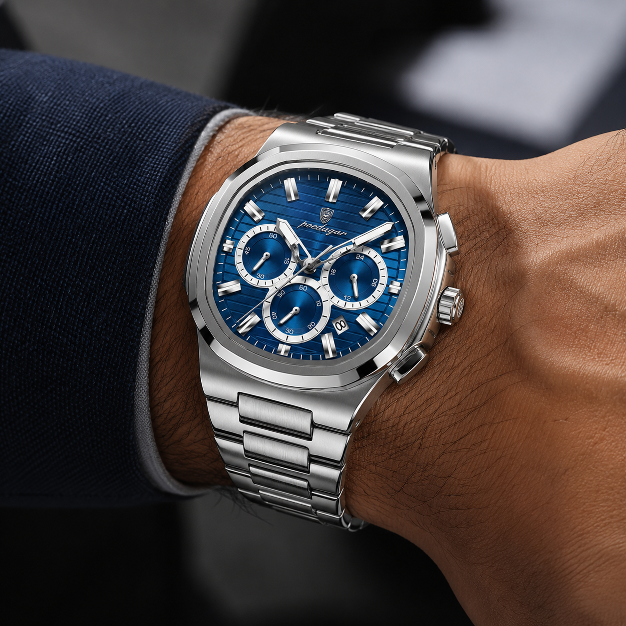 Poedagar Horus® Watch - Stainless Steel Chronograph