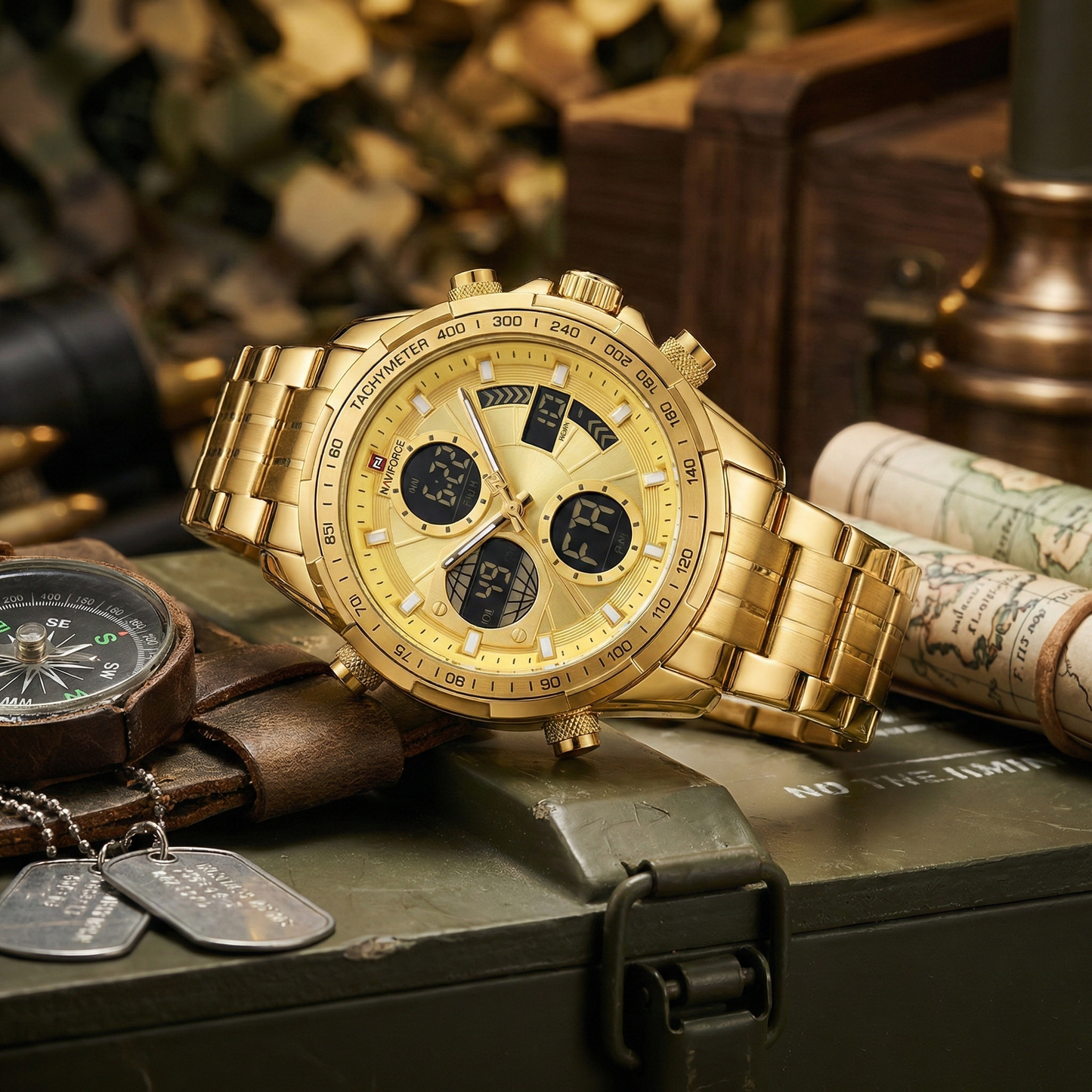 Naviforce Vanguard Gold NF9197 Military Sport Watch