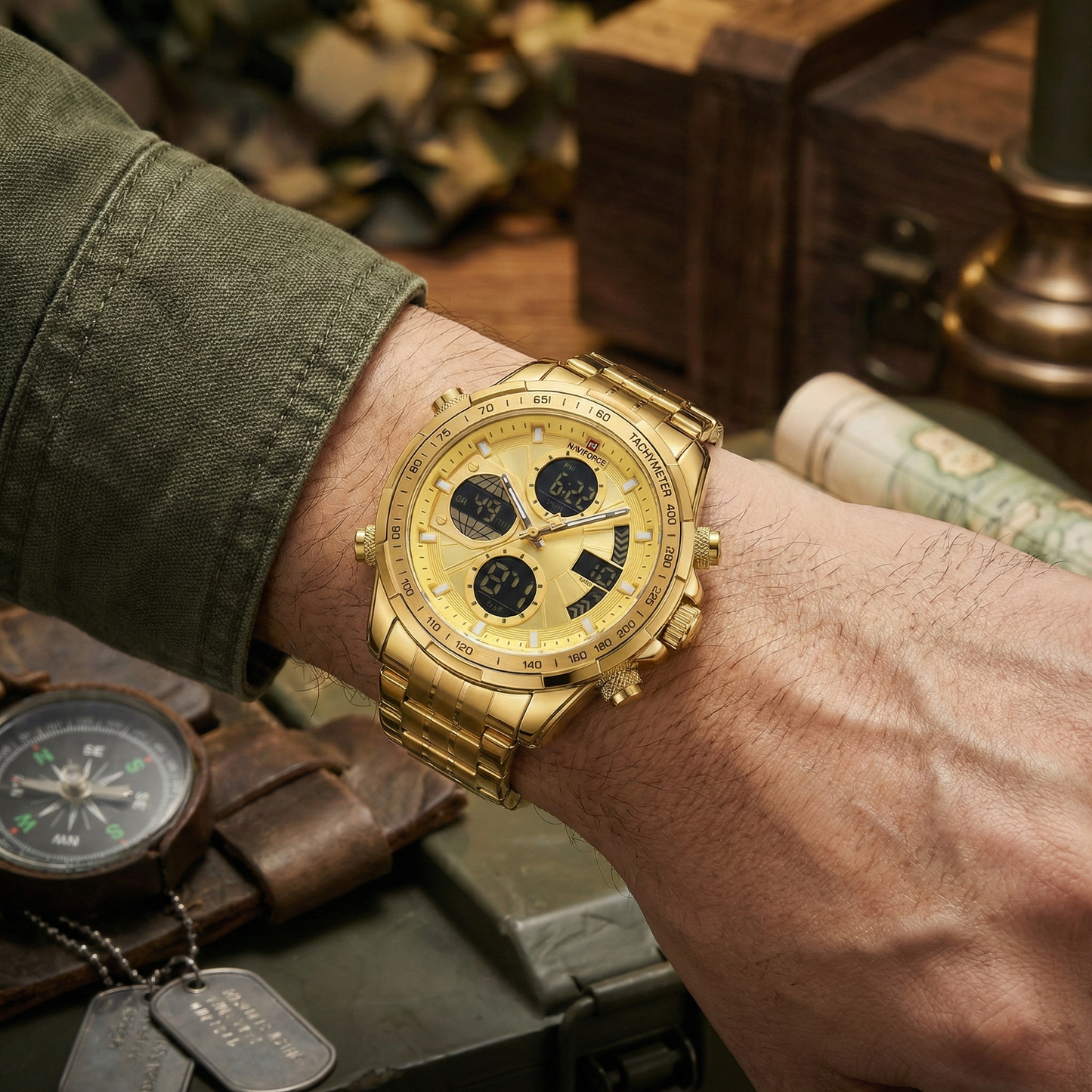 Naviforce Vanguard Gold NF9197 Military Sport Watch