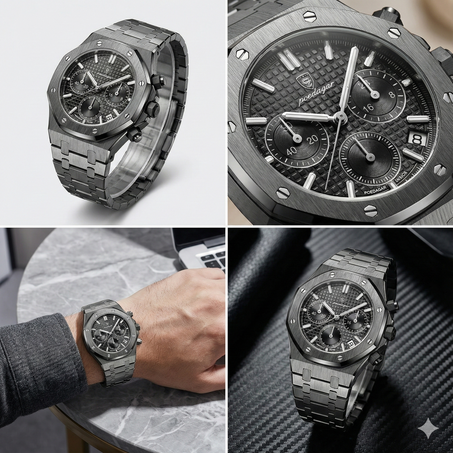 Poedagar RoyalKing OAK All Black® Watch