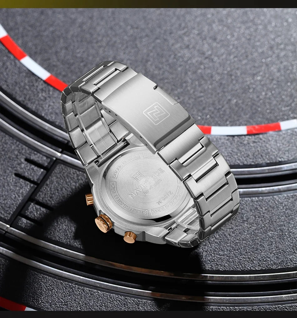 Naviforce Royal NF8072 Watch - Luxury Chronograph Stainless Steel