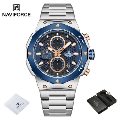 Naviforce Royal Silver Blue NF8072 Watch - Stainless Steel Chronograph