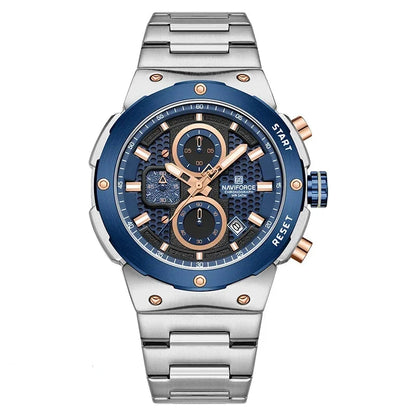 Naviforce Royal Silver Blue NF8072 Watch - Stainless Steel Chronograph