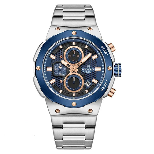 Naviforce Royal Silver Blue NF8072 Watch - Stainless Steel Chronograph