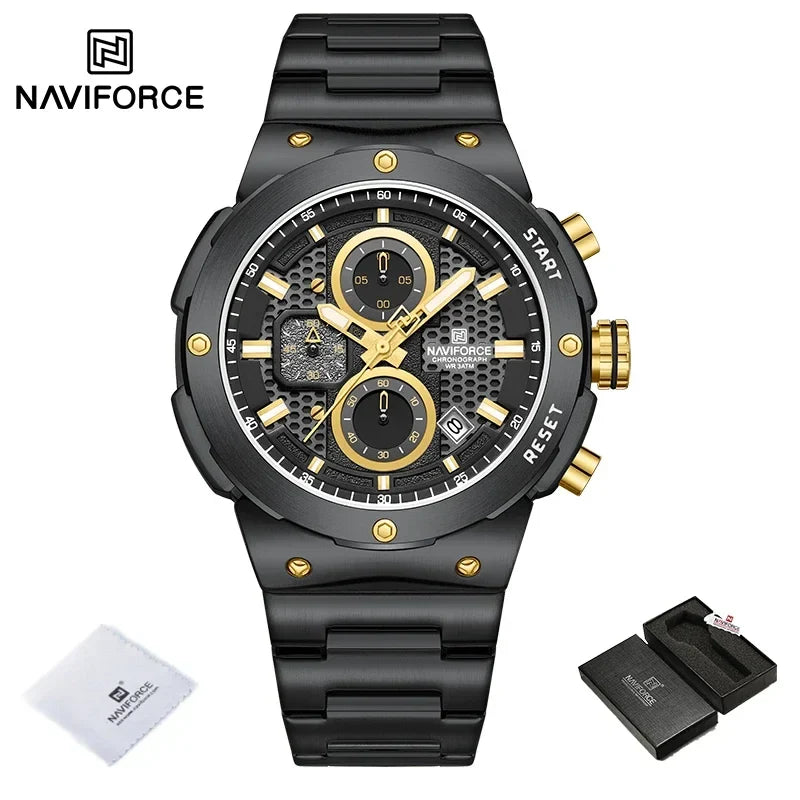Naviforce Royal NF8072 Watch - Luxury Chronograph Stainless Steel