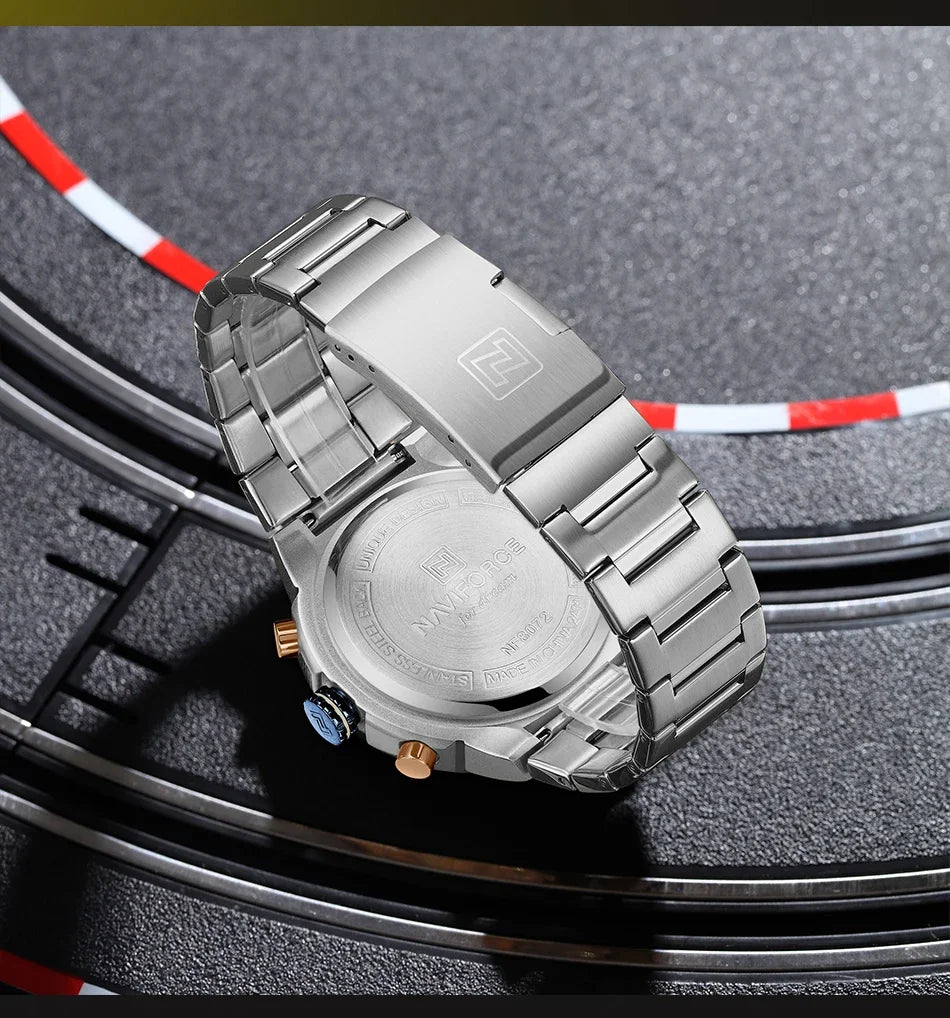 Naviforce Royal Silver Blue NF8072 Watch - Stainless Steel Chronograph