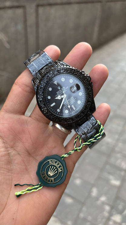 Rol-ex One of The Most Full Black Handmade Design Men's Watch