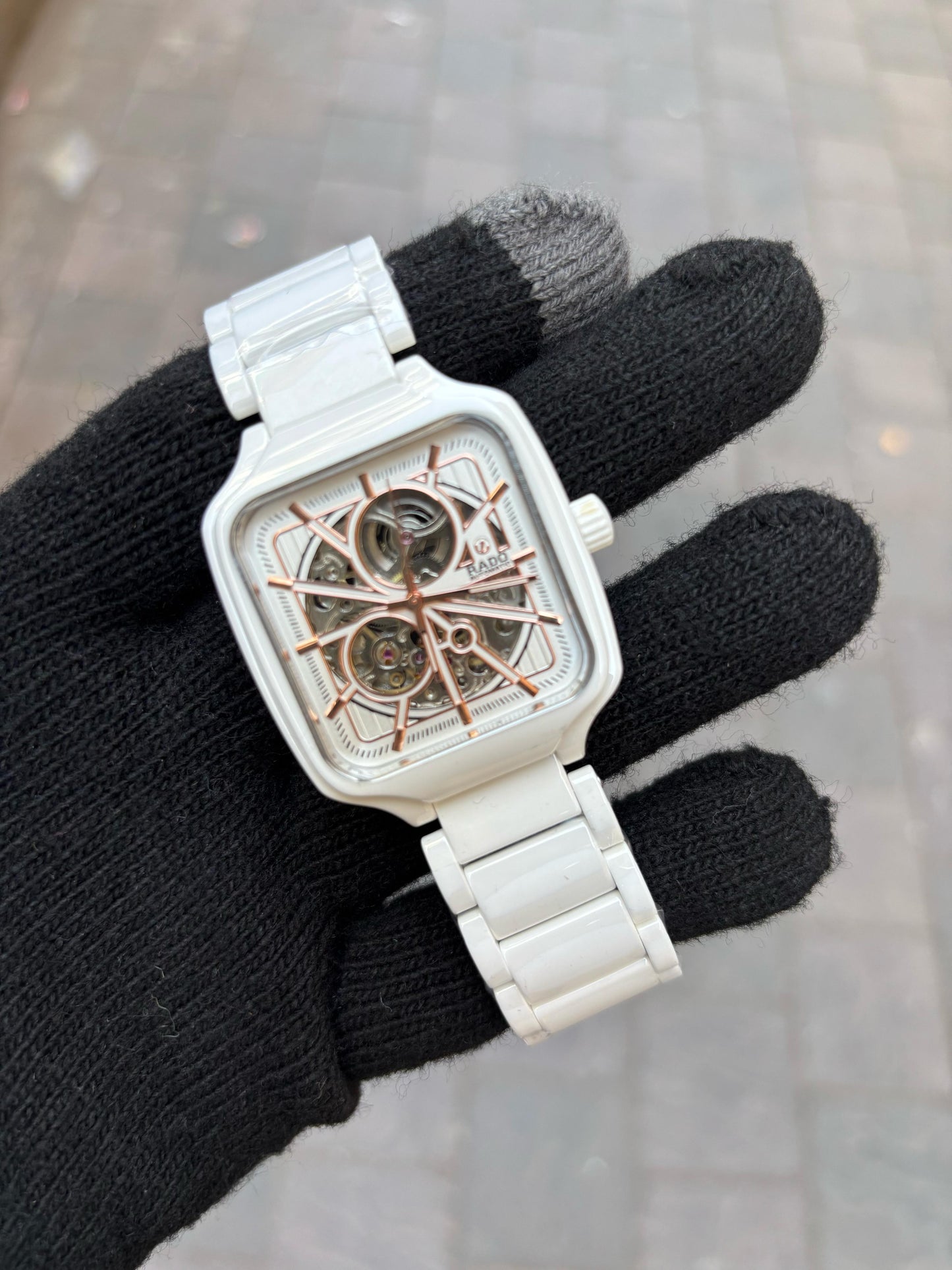 Rado White Dial Ceramic Automatic Open Heart Men's Watch