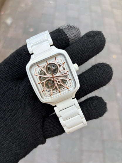 Rado White Dial Ceramic Automatic Open Heart Men's Watch