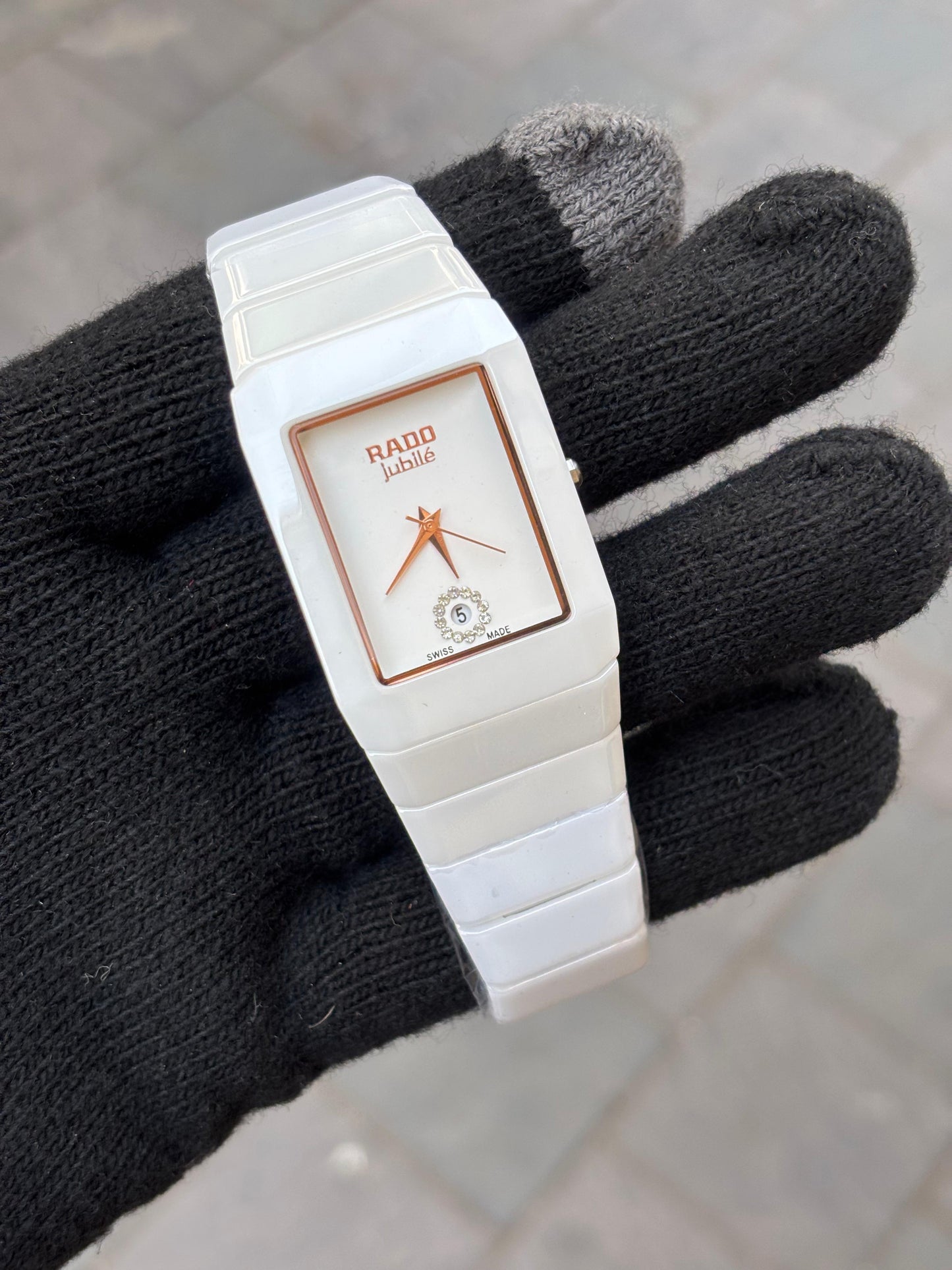 Rado Square White Dial Ciramic Belt Men's Watch