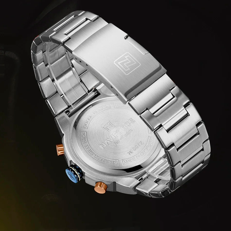 Naviforce Royal Silver Blue NF8072 Watch - Stainless Steel Chronograph