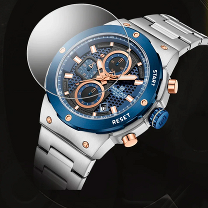 Naviforce Royal Silver Blue NF8072 Watch - Stainless Steel Chronograph