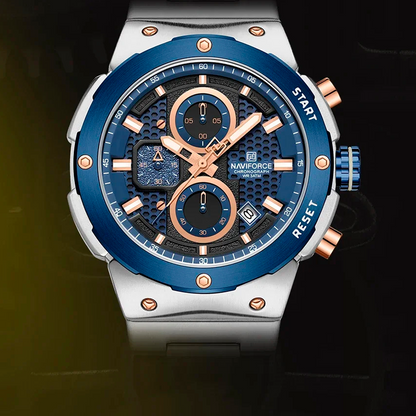 Naviforce Royal Silver Blue NF8072 Watch - Stainless Steel Chronograph